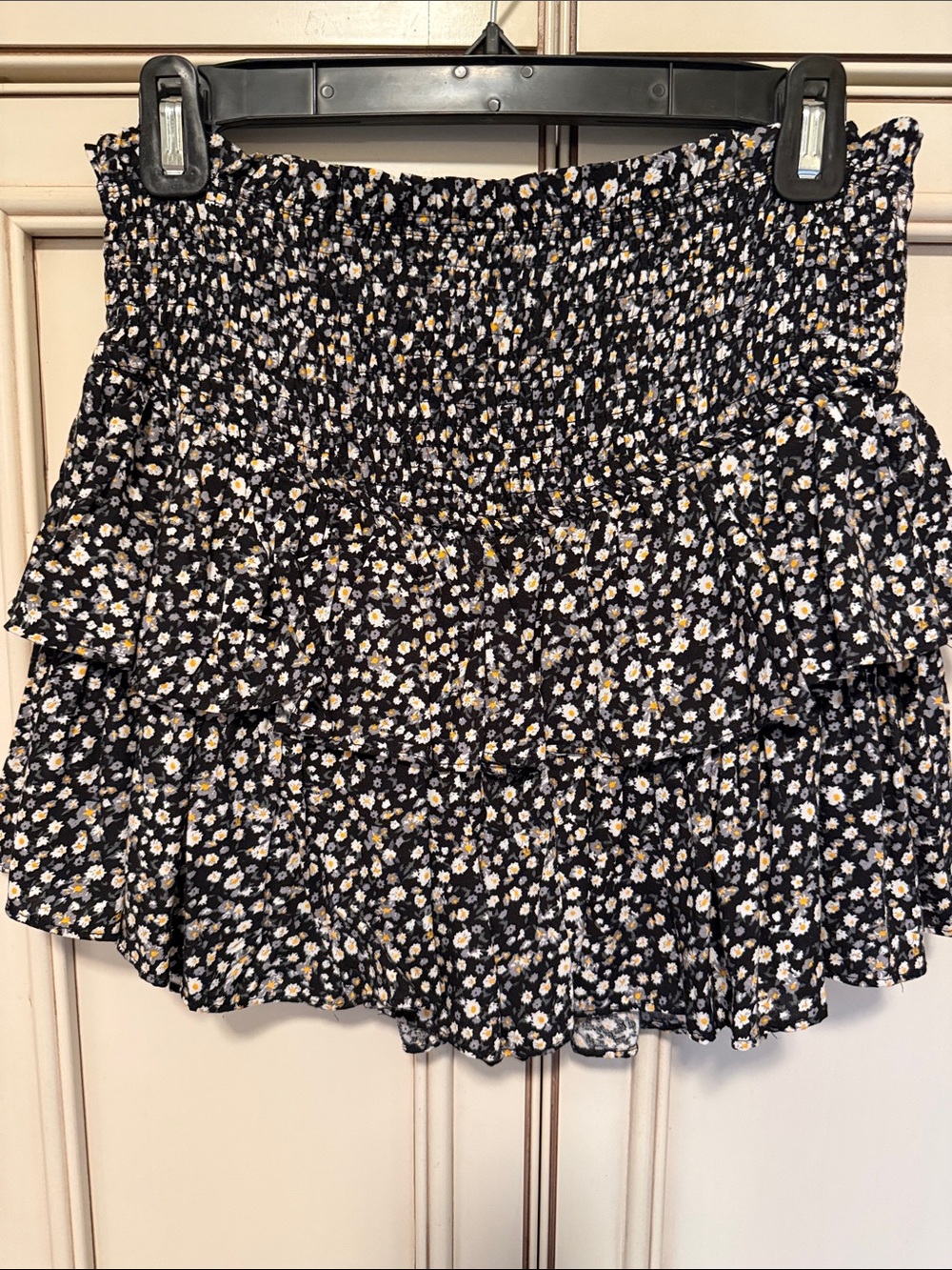 Gab Kate Smocked Tiered Mini Skirt - Black